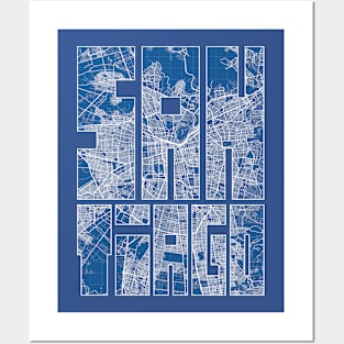 Santiago, Chile City Map Typography - Blueprint Posters and Art